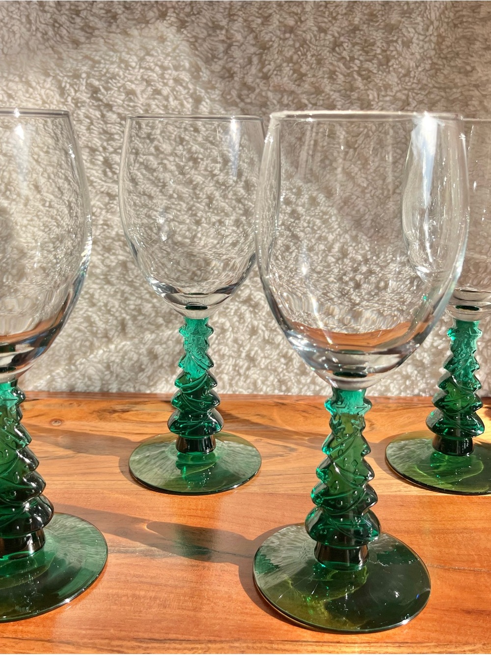 Vintage Libbey Christmas Tree Stemware Holiday Goblets - Set of 4